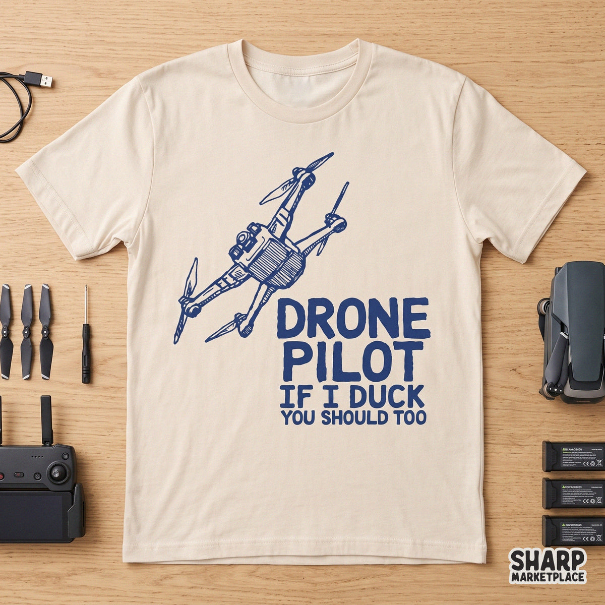 Funny drone pilot PNG sublimation graphic featuring a humorous duck warning quote for t-shirts and gifts