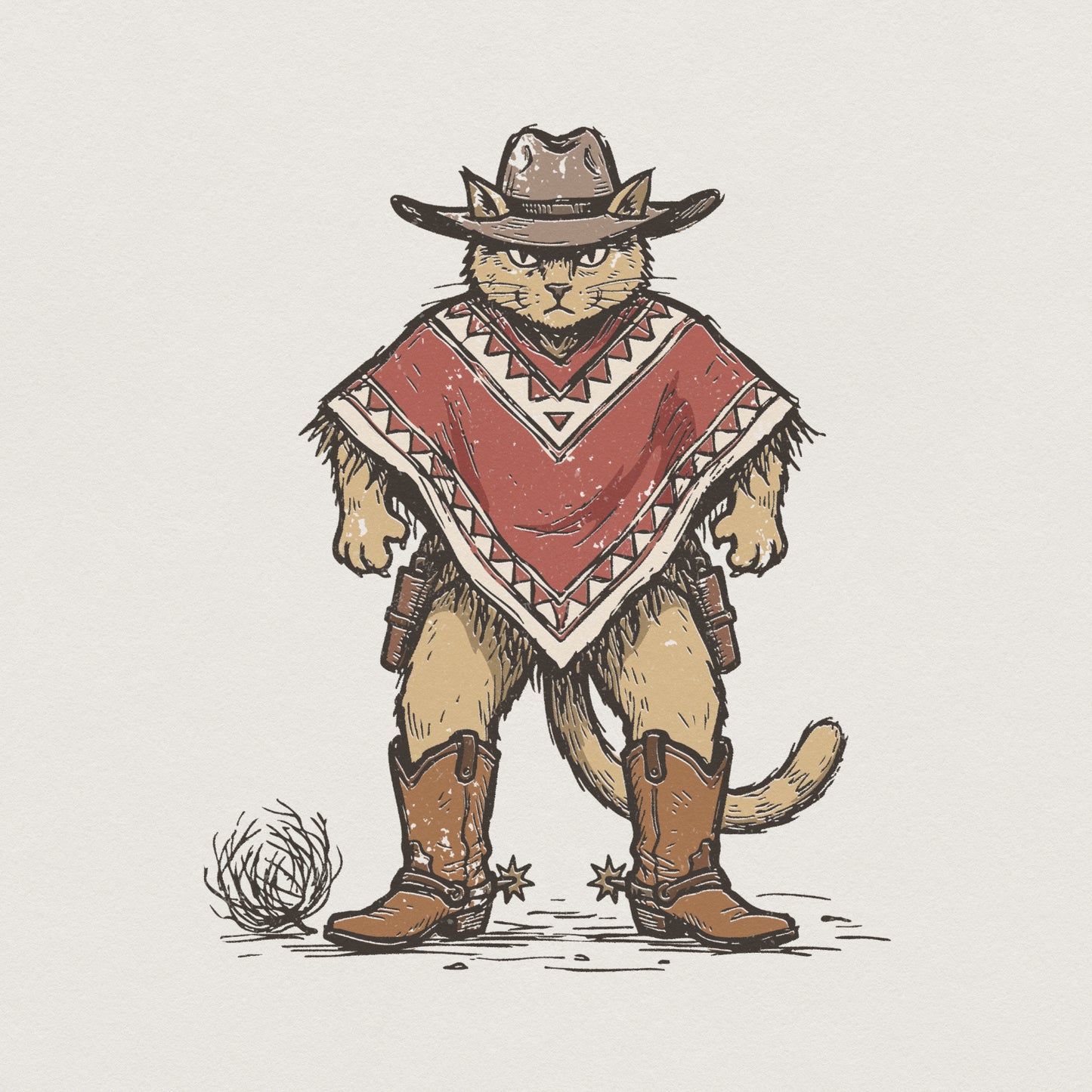 Funny Cowboy Cat PNG, Western Animal Digital Download - 300 DPI Design