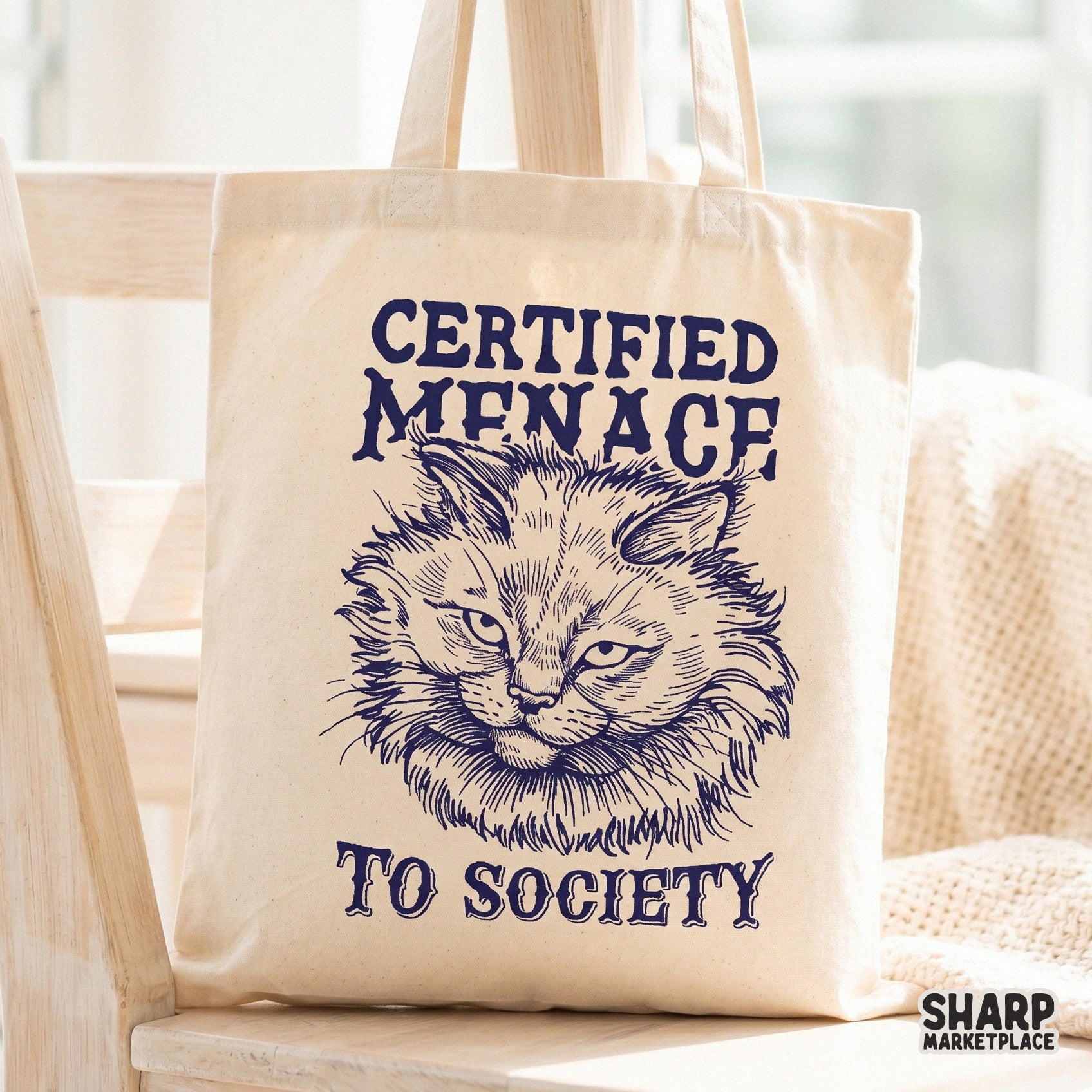 Grumpy cat retro shirt design with a sarcastic certified menace to society animal meme phrase