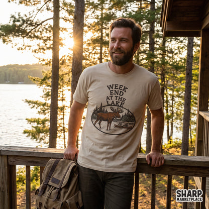Vintage moose canoe shirt png graphic for a weekend at the lake camping and cabin vibe t-shirt design