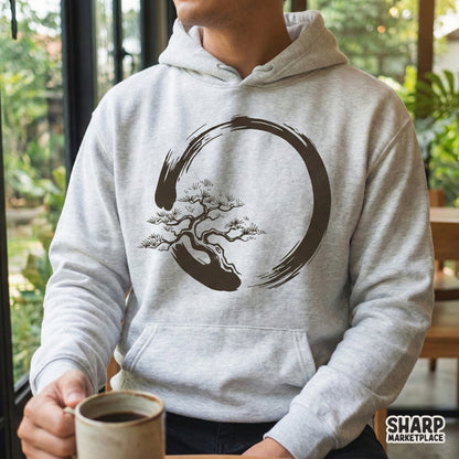 Bonsai Circle PNG, Zen Minimalist Tree Design - 300 DPI Design for T-Shirt