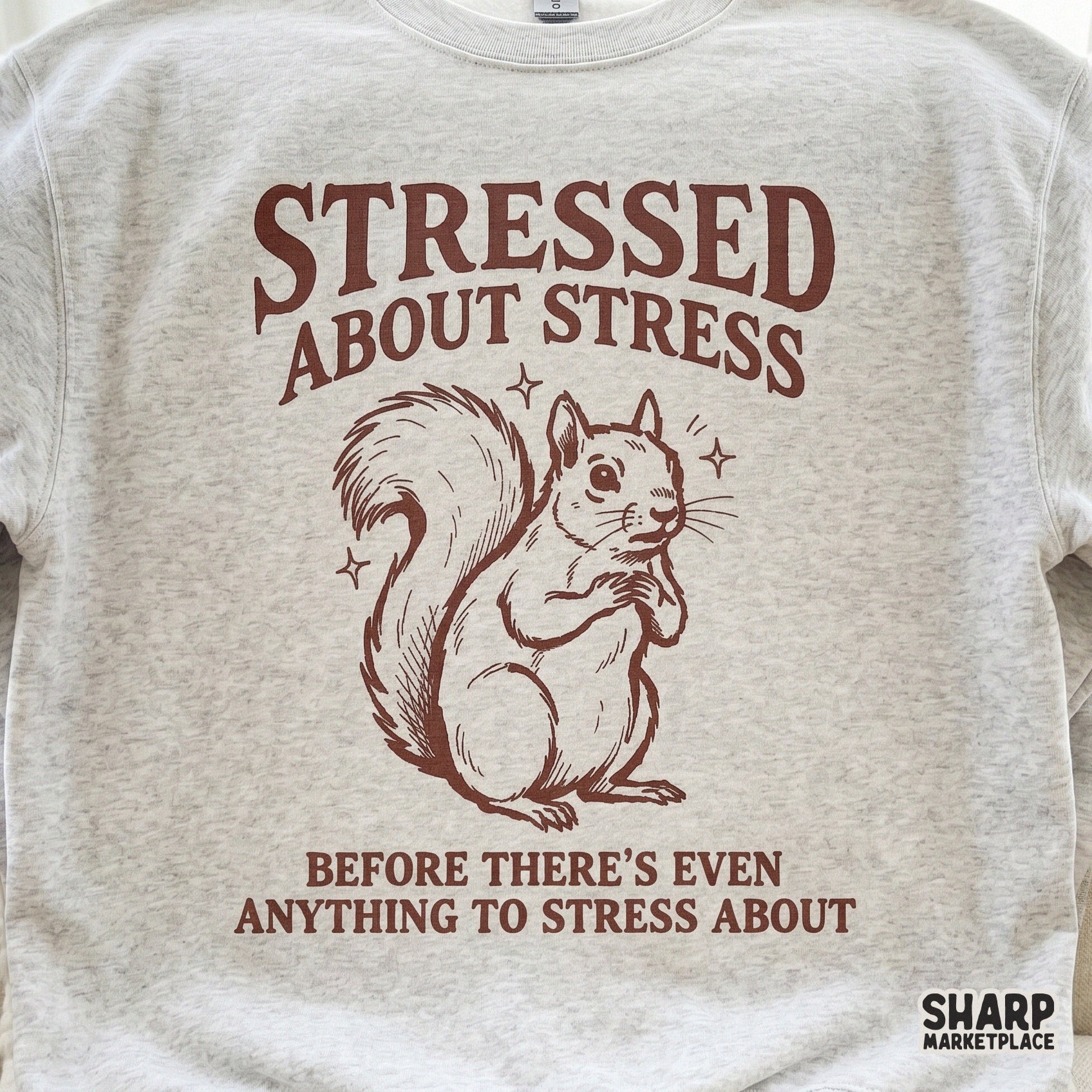 High-resolution digital download of a nervous squirrel artwork, ideal for DIY overthinker-themed shirts, tumblers, and printable wall art.