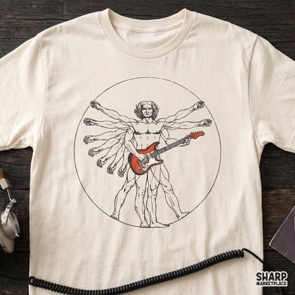 Vintage Vitruvian Guitarist Art, Leonardo Da Vinci Rock