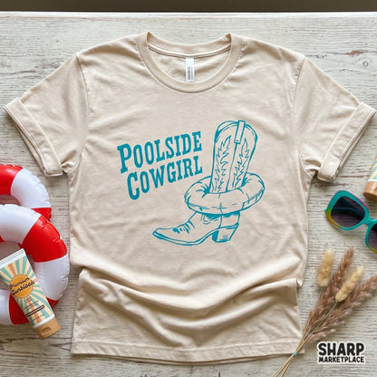 Retro summer poolside cowgirl boot PNG with coquette heart for western beach trip apparel and sublimation designs
