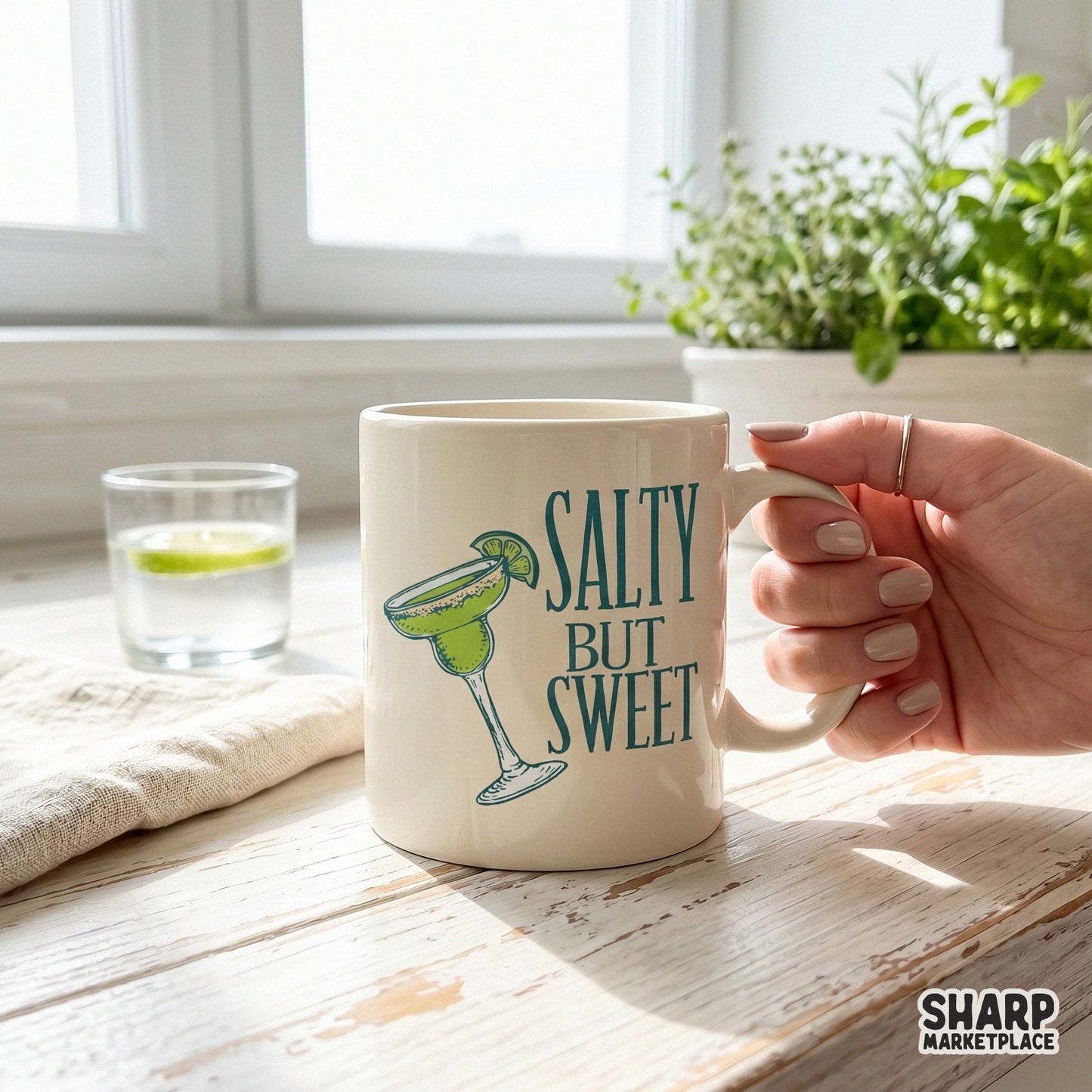 Salty But Sweet summer PNG design for sarcastic beach t-shirts and bachelorette party cocktail sublimation crafts