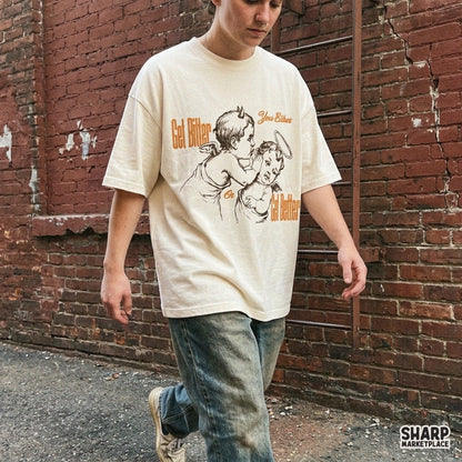 Get Bitter Or Get Better sarcastic vintage cherub PNG design for t-shirts and sublimation transfers