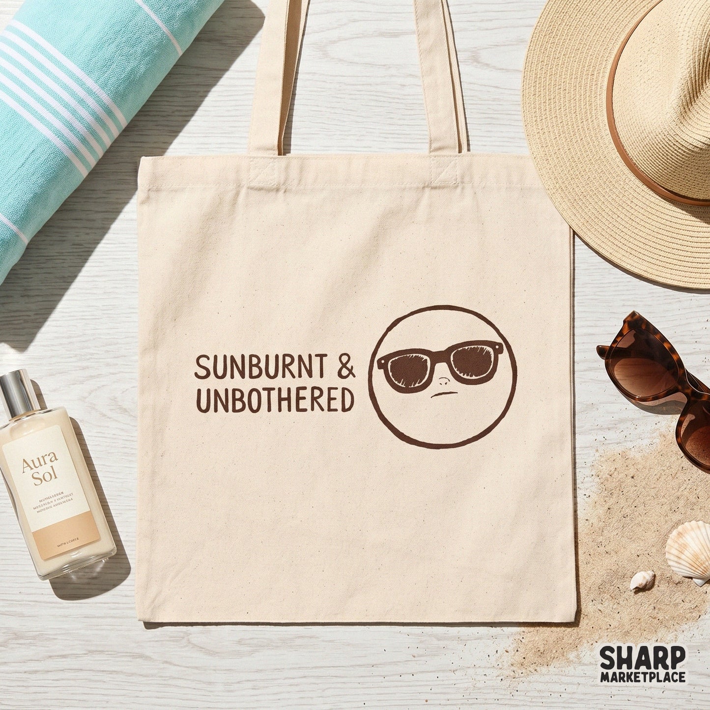 Sunburnt and Unbothered funny sarcastic summer PNG for trendy beach apparel and sticker sublimation designs