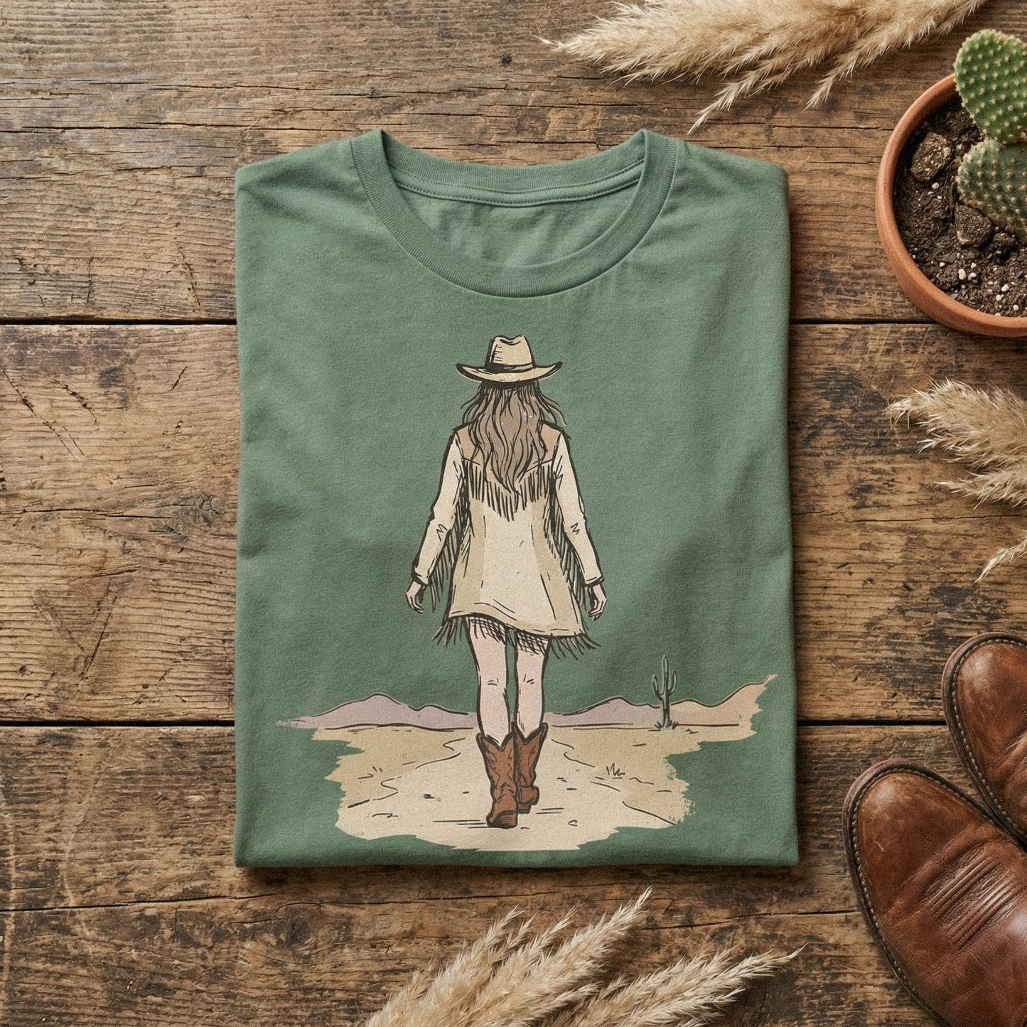 Cowgirl Desert PNG, Western Woman Clipart - 300 DPI Design for T-Shirt