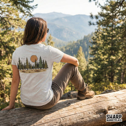 Pine Forest PNG Sunset, Outdoor Nature Clipart - 300 DPI Design for T-Shirt