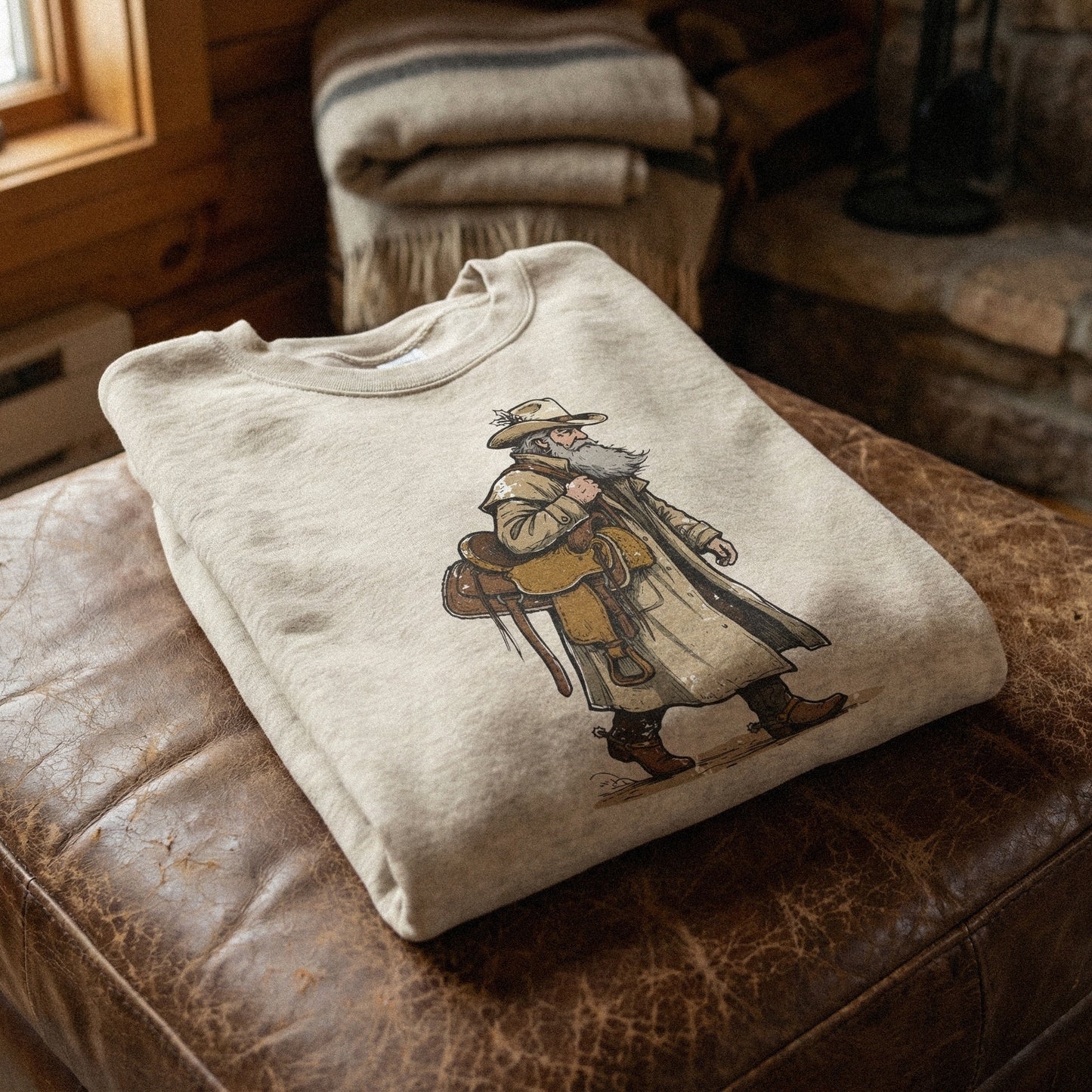 Cowboy Walking With Saddle PNG, Western Cowboy Art - 300 DPI Design for