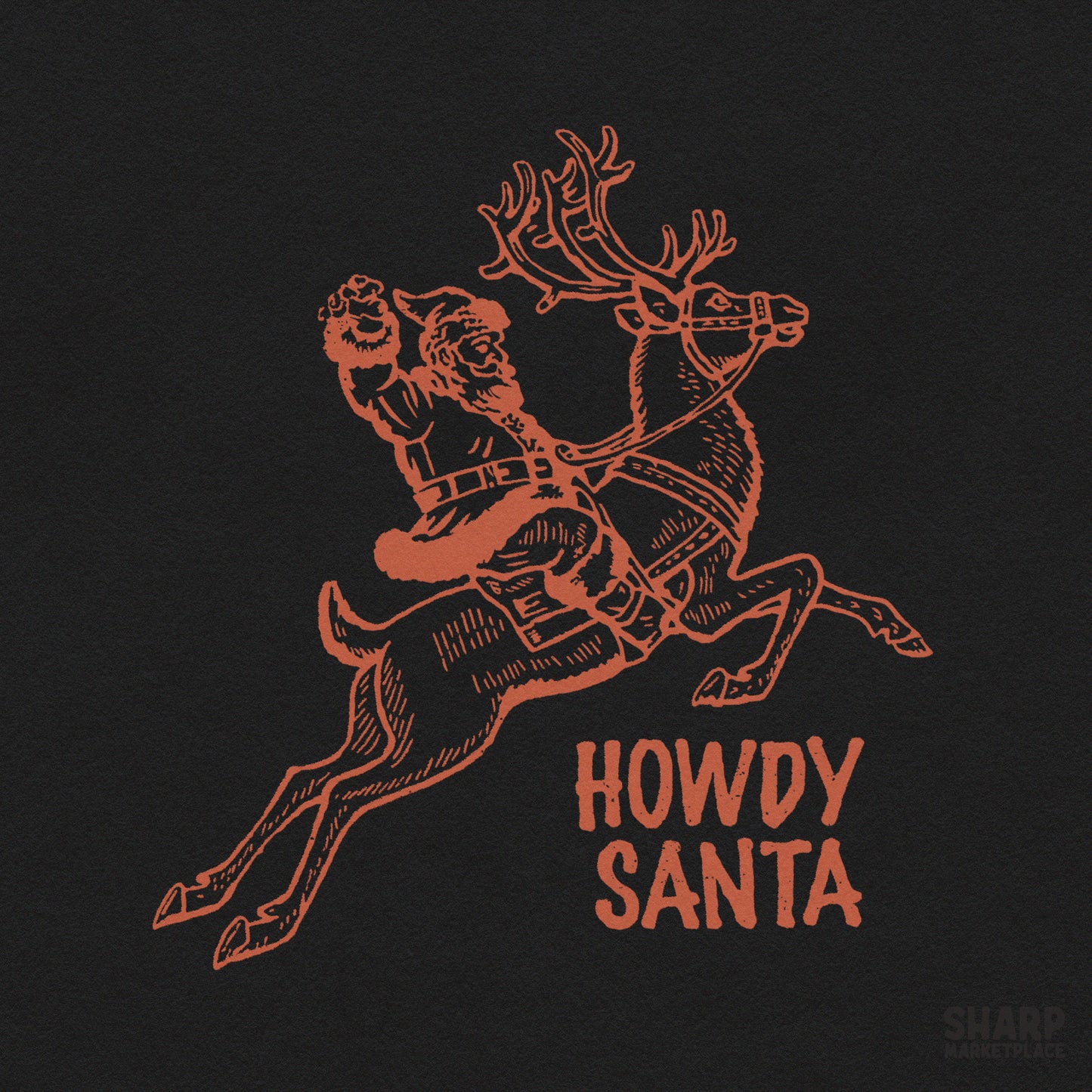 Western cowboy howdy santa holiday apparel design for sublimation and t-shirt printing