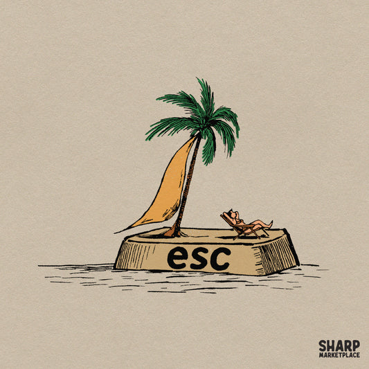 Esc Key Tropical Island Palm Tree Vacation, Retro Summer