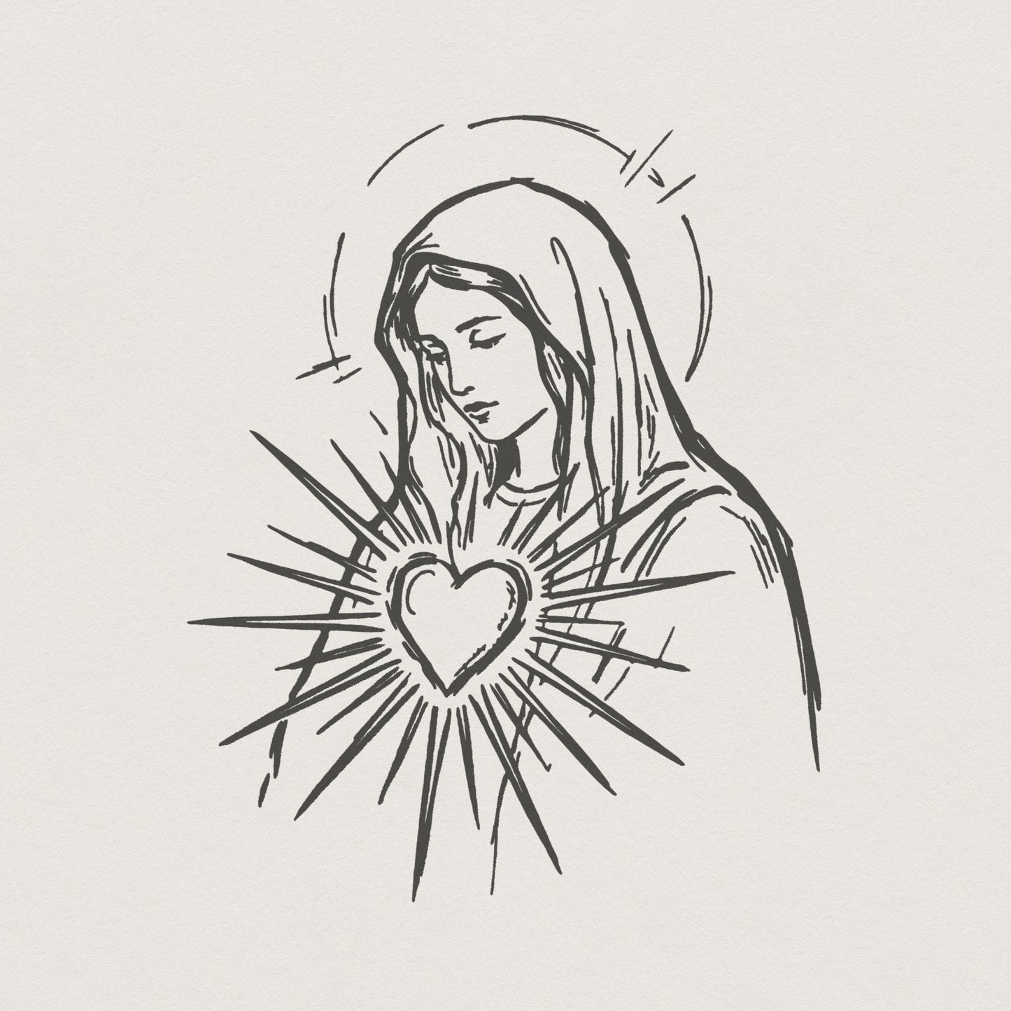 Sacred Heart of Mary PNG, Religious Shirt Design - 300 DPI Design for