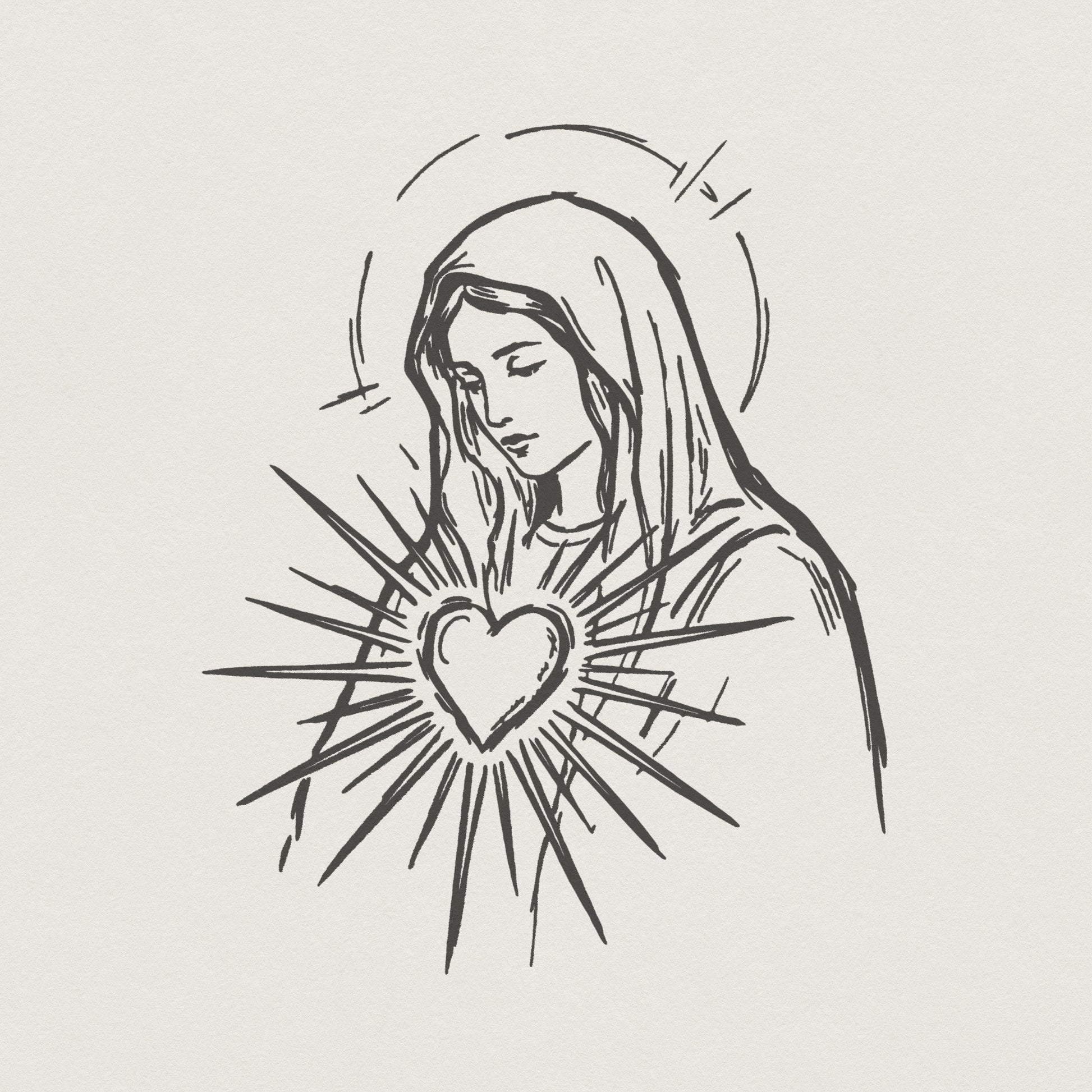 Sacred Heart of Mary PNG, Religious Shirt Design - 300 DPI Design for
