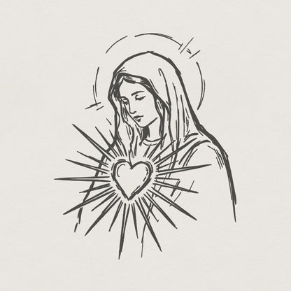 Sacred Heart of Mary PNG, Religious Shirt Design - 300 DPI Design for