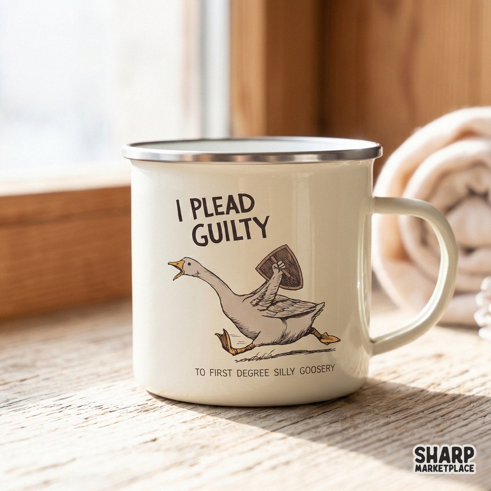 Silly goose running shield art with funny animal memes png design for sarcastic shirts