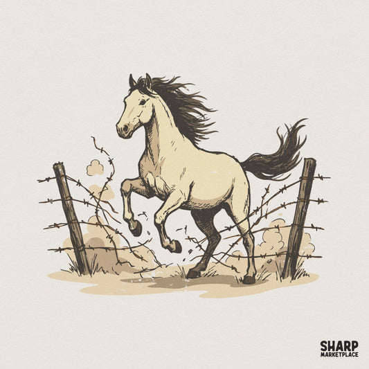 Wild Horse PNG, Running Mustang Clipart - 300 DPI Design for T-Shirt