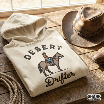 Distressed western illustration of a cowboy riding a horse, perfect for sublimation projects, stickers, or custom apparel designs.