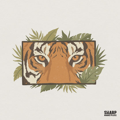 Tiger Face PNG Design, Jungle Animal Printable - 300 DPI Design for T-Shirt