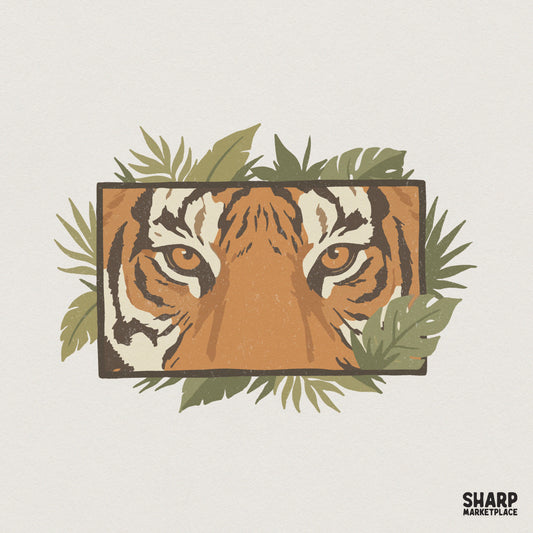 Tiger Face PNG Design, Jungle Animal Printable - 300 DPI Design for T-Shirt