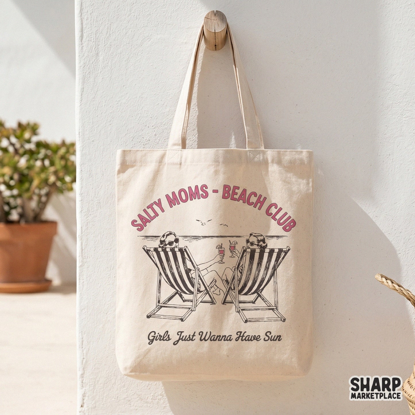 Retro Salty Moms Beach Club digital PNG graphic for a funny summer shirt design