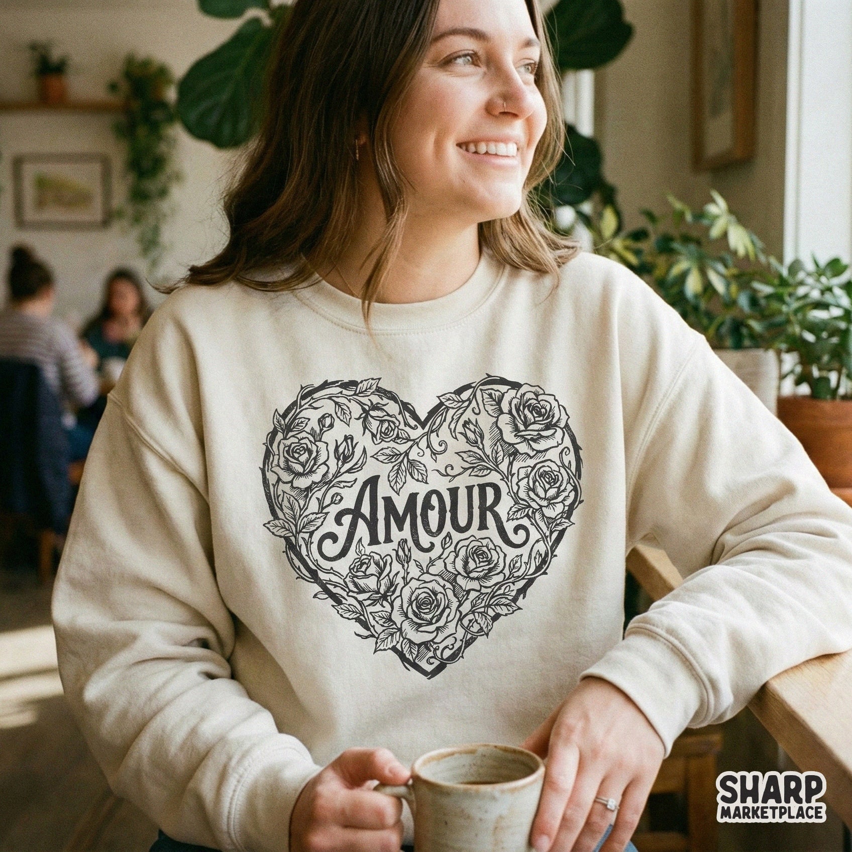 Amour PNG, Heart With Roses Flower PNG - 300 DPI Design for T-Shirt