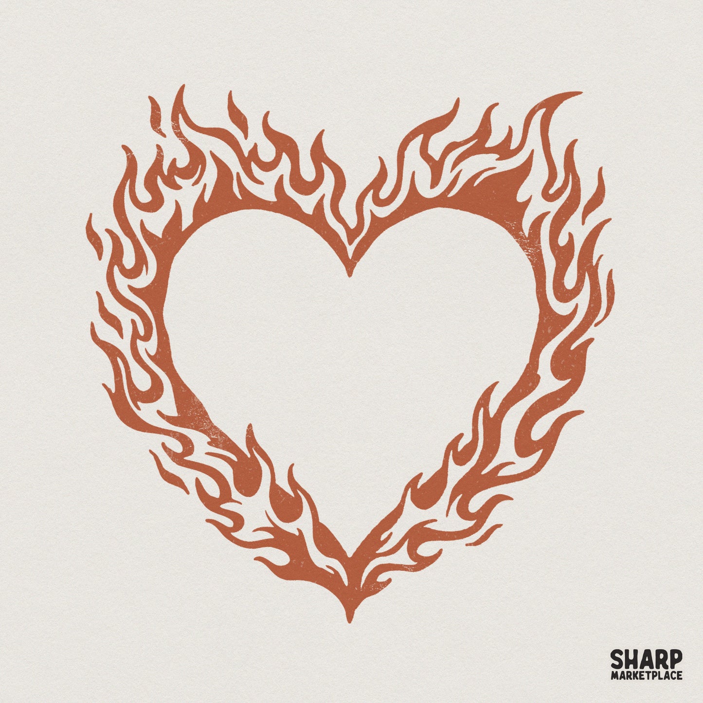 Flaming Heart PNG, Fiery Heart Clipart - 300 DPI Design for T-Shirt