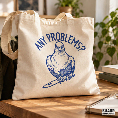 Funny angry pigeon with knife transparent PNG design perfect for sarcastic t-shirts and retro animal meme graphics