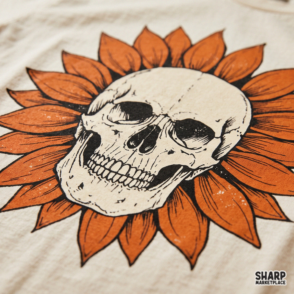 Rustic Blooming Sunflower Skull Centerpiece Graphic, Fall