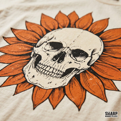 Rustic Blooming Sunflower Skull Centerpiece Graphic, Fall