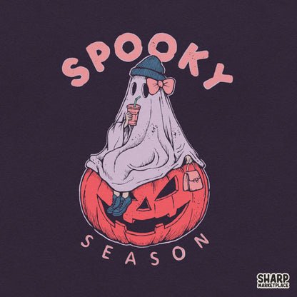 Spooky Season Halloween PNG, Cute Ghost in Pumpkin with