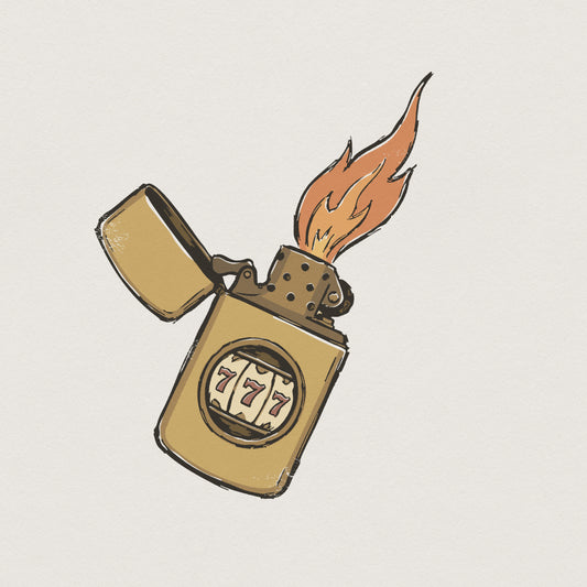 777 Lighter PNG, Vintage Flame Art - 300 DPI Design for T-Shirt