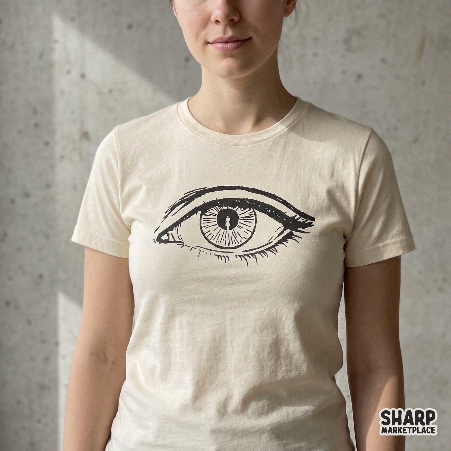 Surreal hand drawn eye silhouette horror png design for Halloween sublimation shirts and weirdcore art prints
