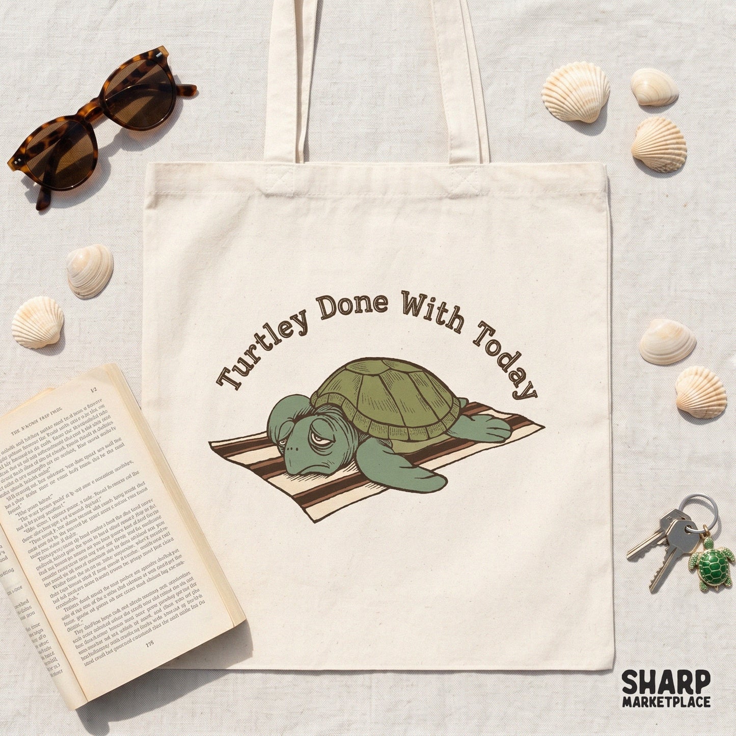 Turtley Done With Today funny tired turtle PNG for sarcastic animal meme summer t-shirts and beach apparel design