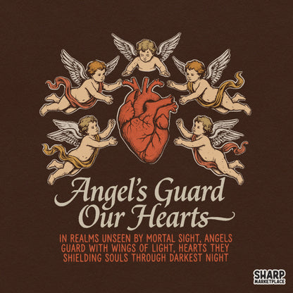 Retro religious heart graphic with guardian angel PNG design for faith t-shirts and Christian Valentine apparel