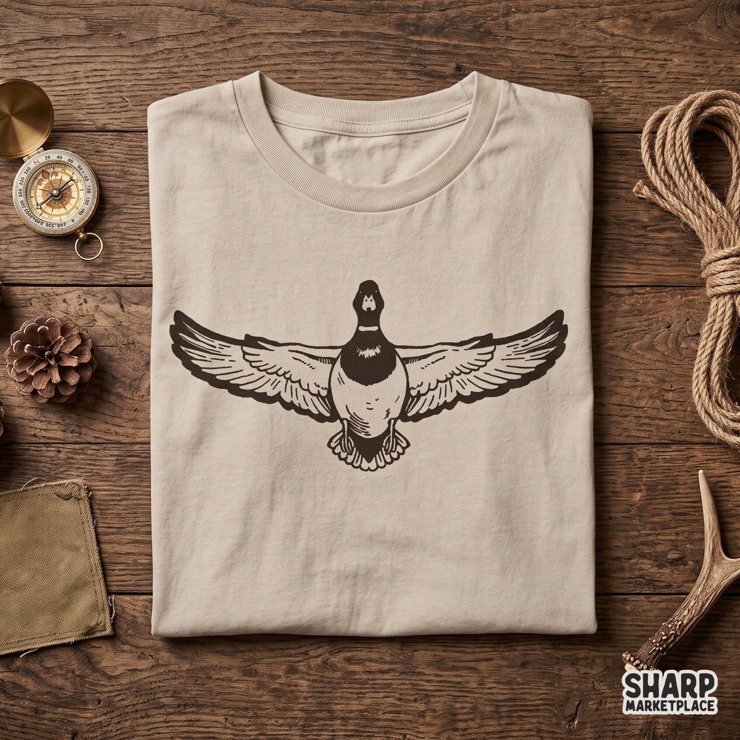Retro duck hunting mallard front design in a western style for fall and fathers day sublimation t-shirts