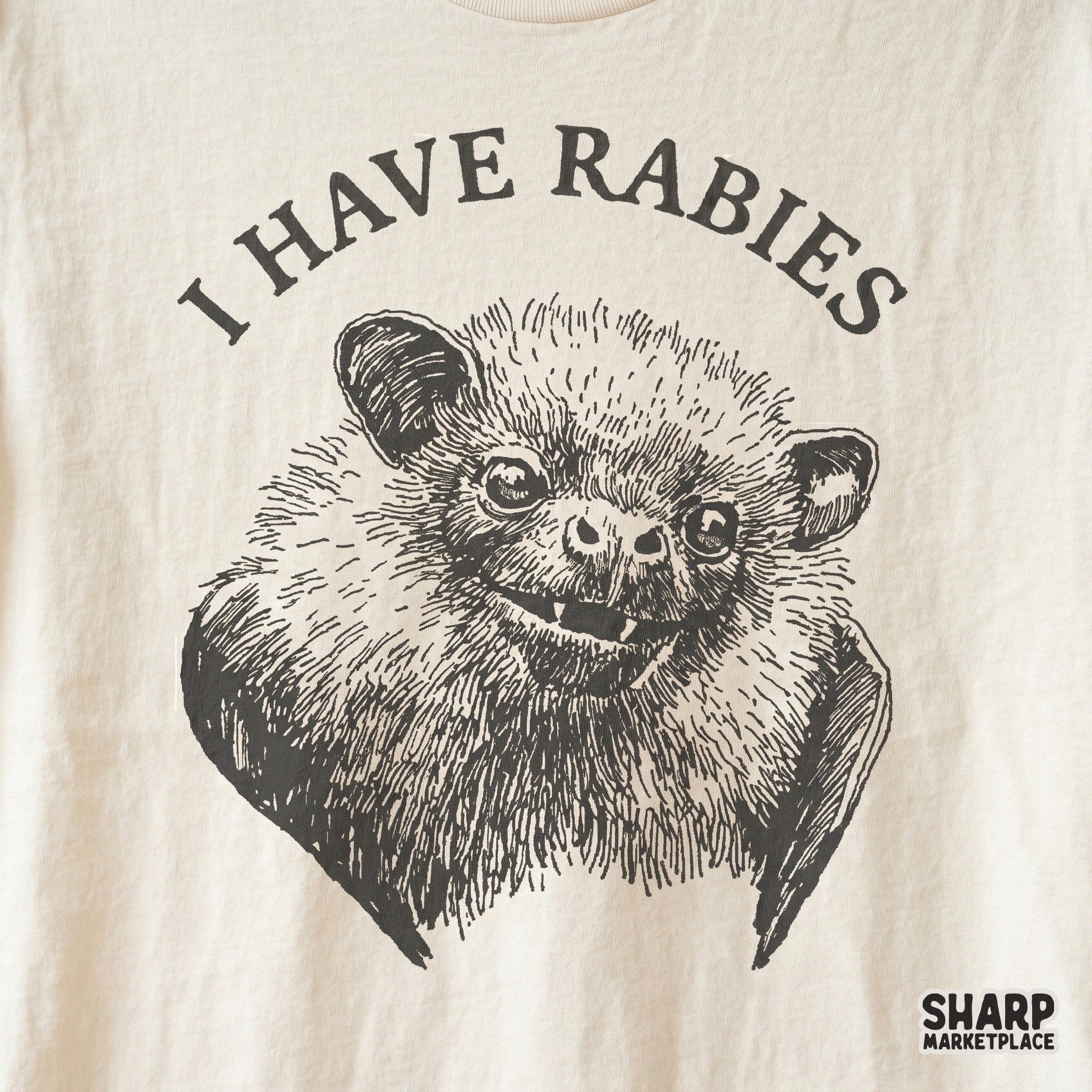 I Have Rabies funny bat face PNG for sarcastic weirdcore Halloween shirts and feral animal meme apparel design