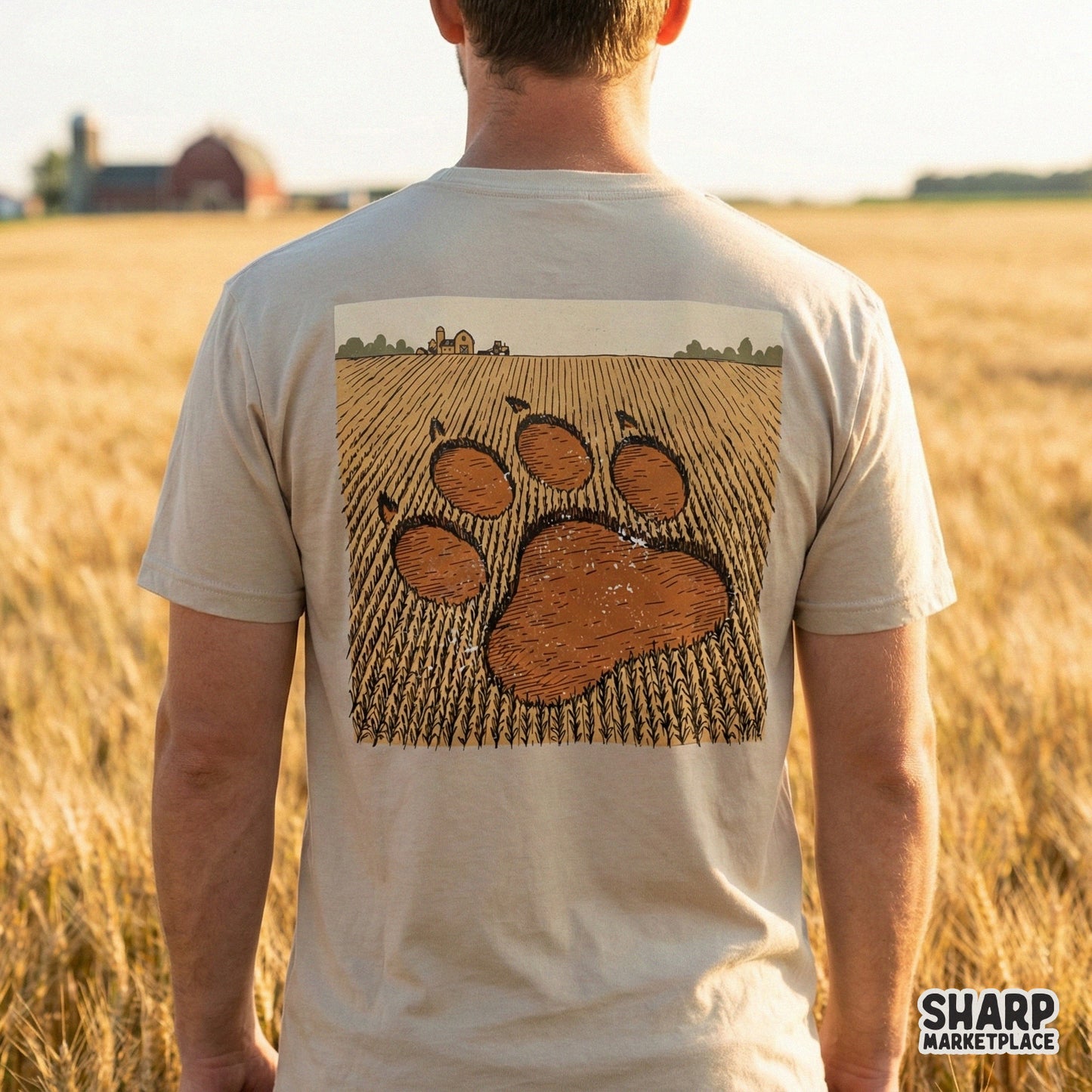 Paw Print In Farm Field PNG, Animal Lover Digital Graphic - 300 DPI