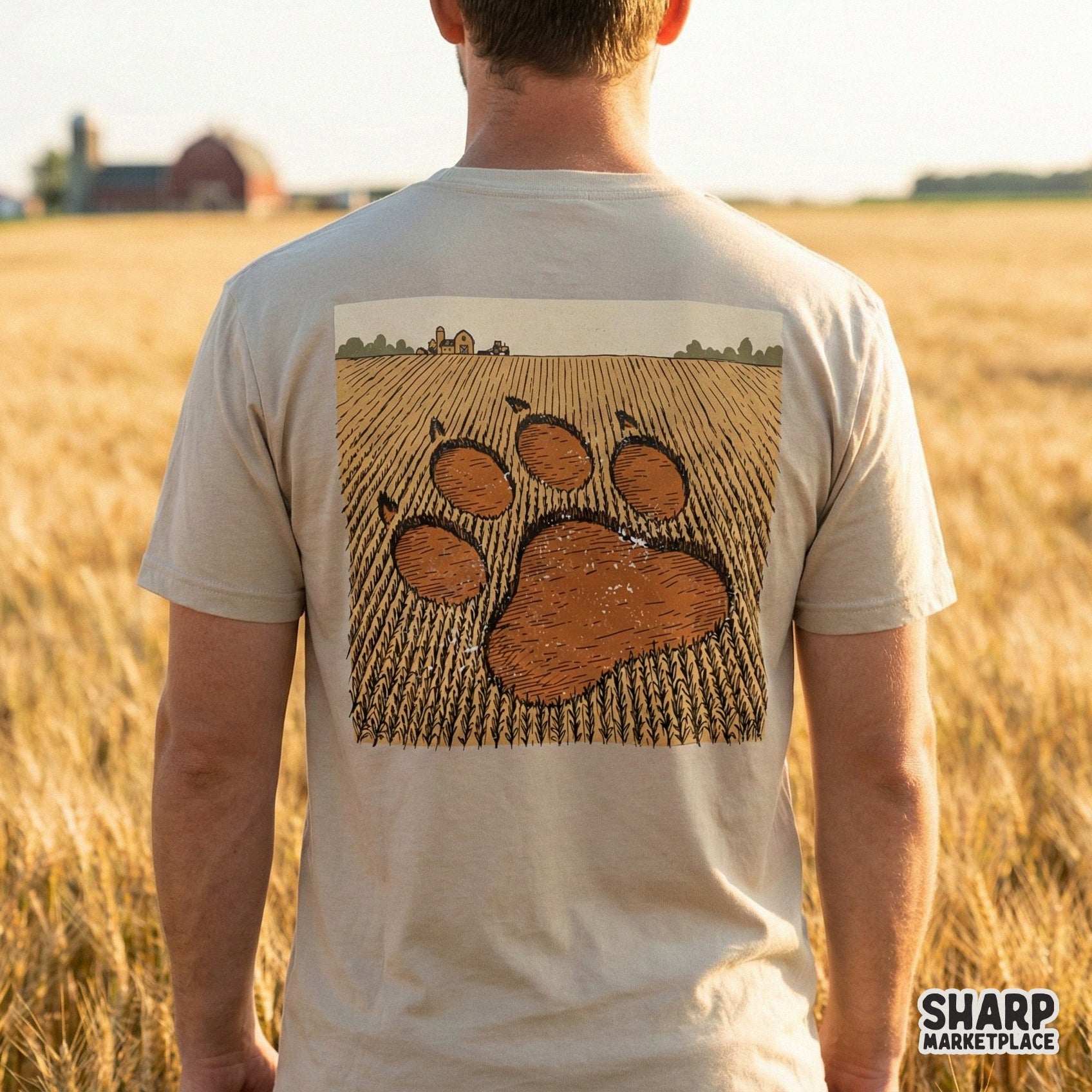 Paw Print In Farm Field PNG, Animal Lover Digital Graphic - 300 DPI