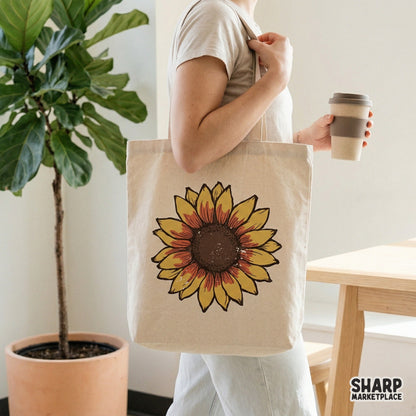 Vintage style sunflower graphic with distressed textures and bold outlines, perfect for custom t-shirt prints and farmhouse decor projects.
