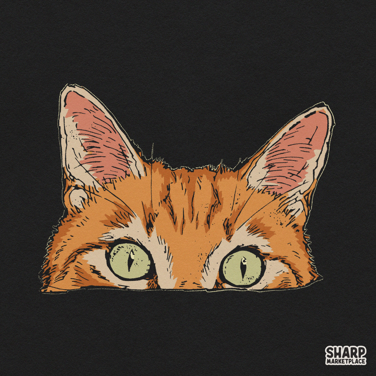Cute orange tabby cat peeking feline graphic PNG for funny animal lover t-shirts and sublimation projects