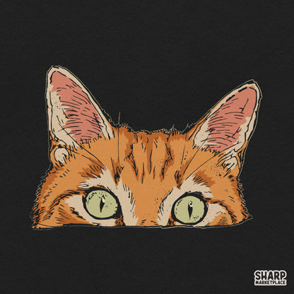 Cute orange tabby cat peeking feline graphic PNG for funny animal lover t-shirts and sublimation projects