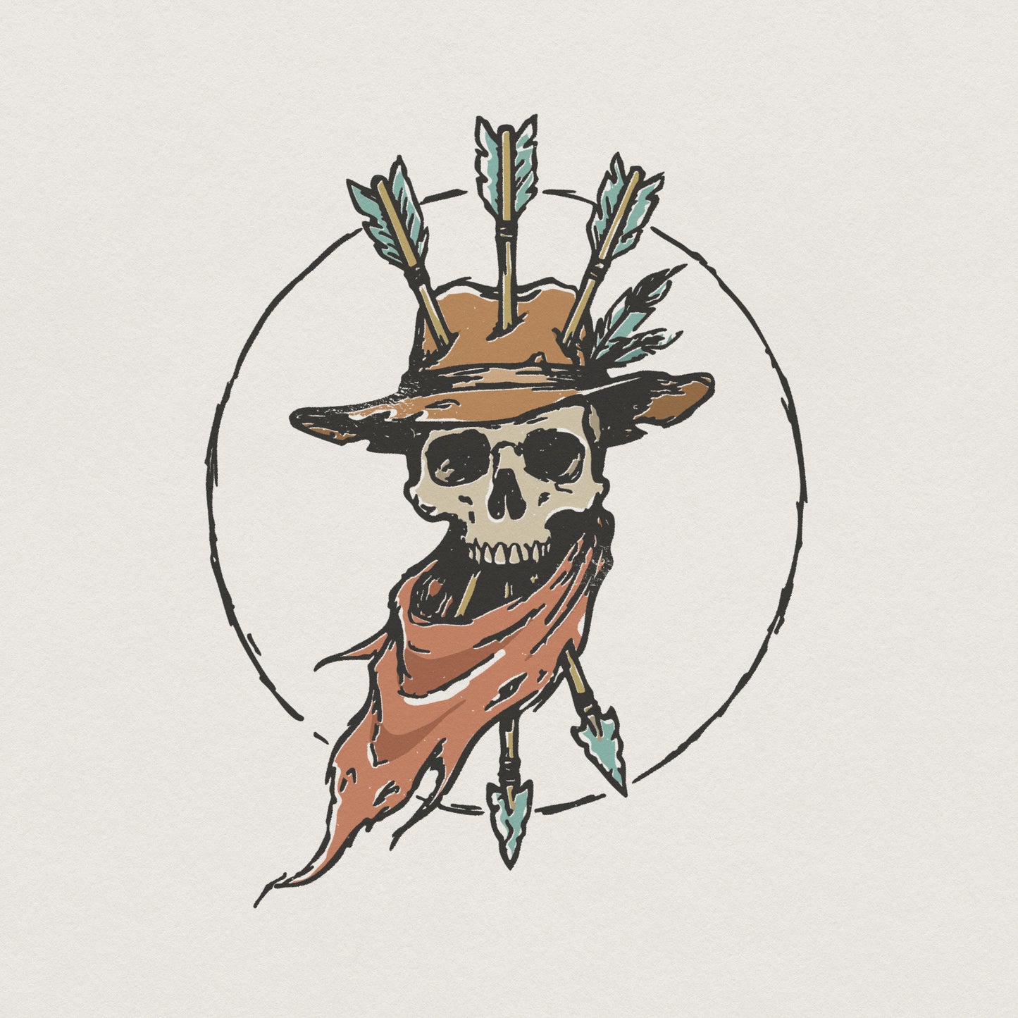 Cowboy Skull PNG, Western Hat Skeleton Art - 300 DPI Design for T-Shirt