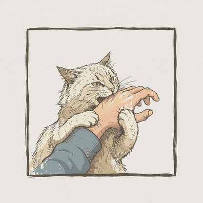 Cat Biting Hand PNG, Funny Cat Attack Shirt - 300 DPI Design for T-Shirt