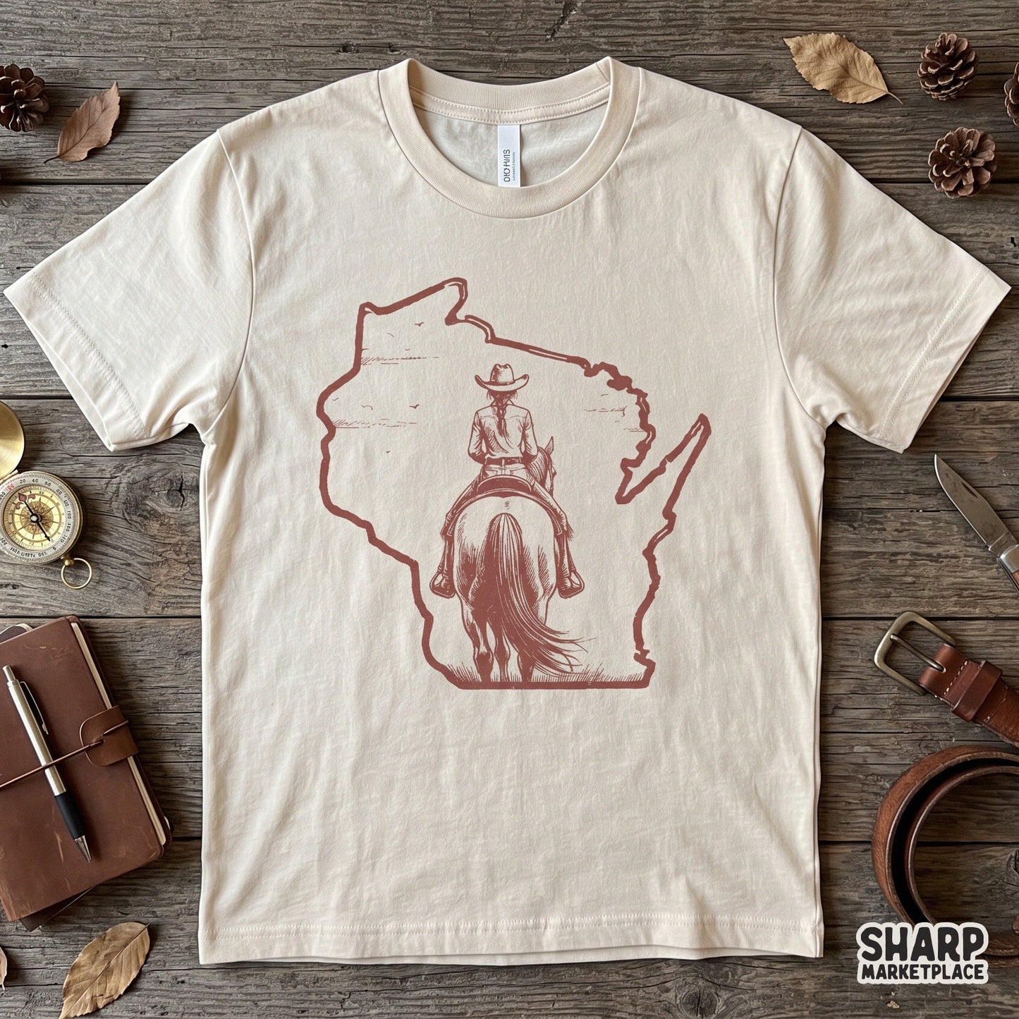 Retro midwest country rodeo graphic featuring a cowboy and horse for a western png sublimation design