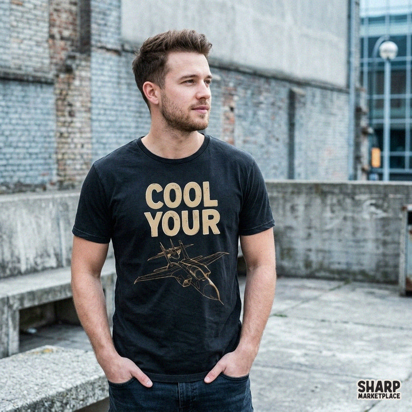 Cool Your Jets retro fighter jet PNG graphic for funny military aviation t-shirts and sublimation pilot gifts