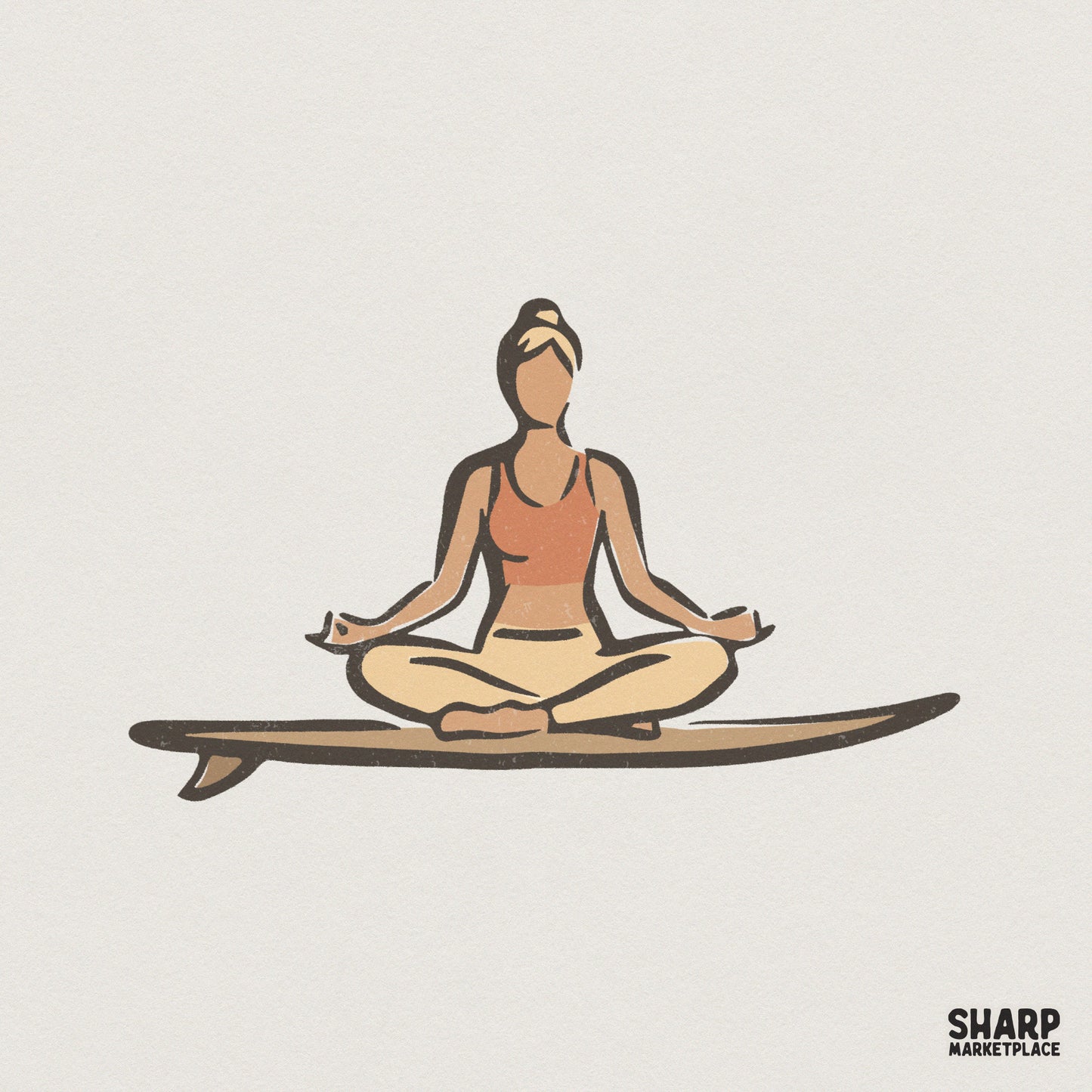 Yoga Surf Girl PNG, Zen Surfer Art Download - 300 DPI Design for T-Shirt