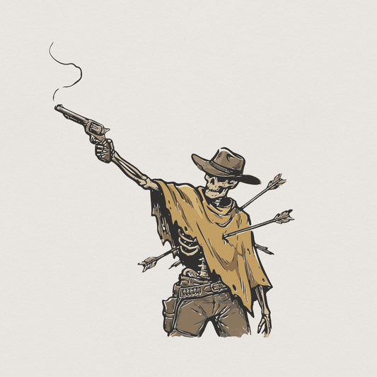 Cowboy Skeleton Western PNG, Vintage Wild West Design - 300 DPI Design