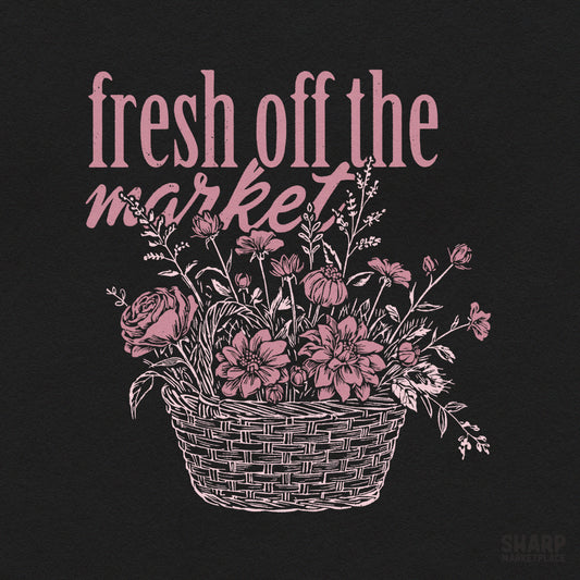 Vintage pink floral basket graphic in a retro coquette style for spring sublimation shirts and botanical art prints