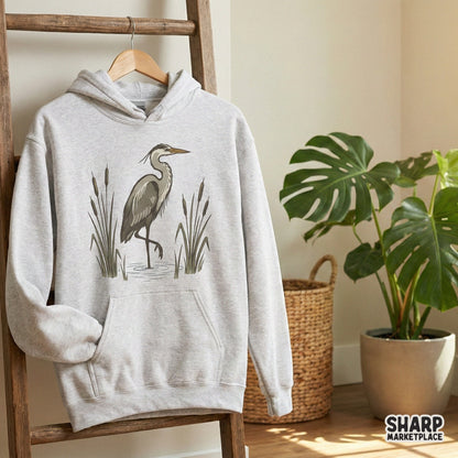 Great Blue Heron Shirt, Marsh Bird Nature PNG - 300 DPI Design for T-Shirt